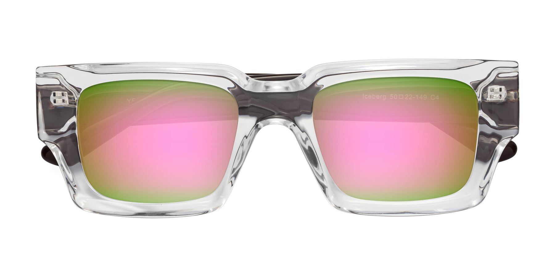 Folded Front of Iceberg in Clear-Chocolate with Pink Mirrored Lenses