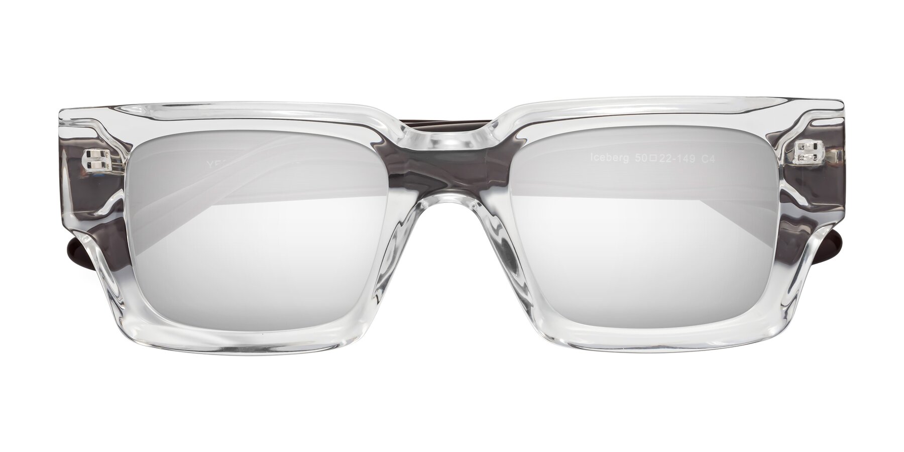 Folded Front of Iceberg in Clear-Chocolate with Silver Mirrored Lenses