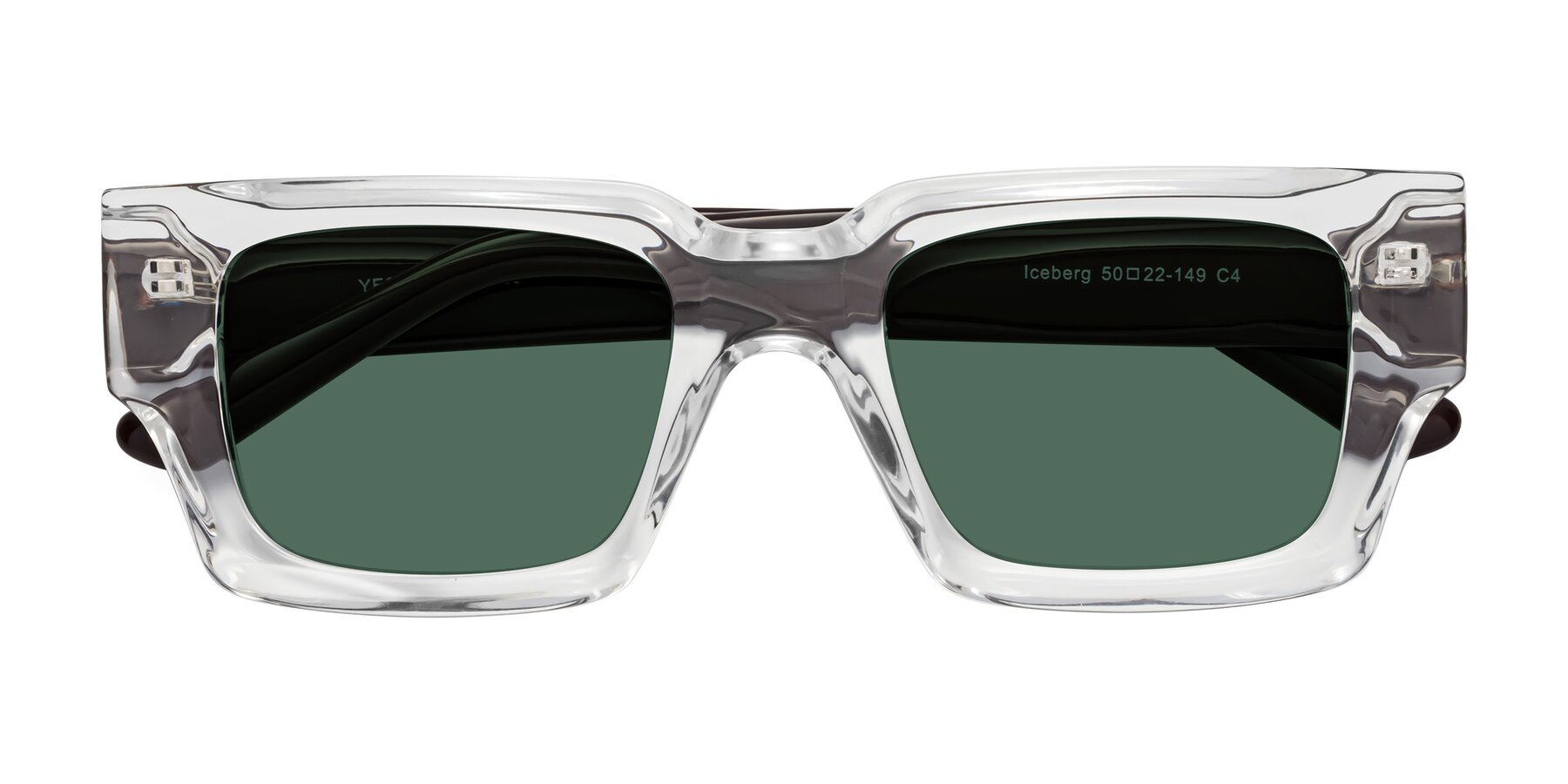 Folded Front of Iceberg in Clear-Chocolate with Green Polarized Lenses