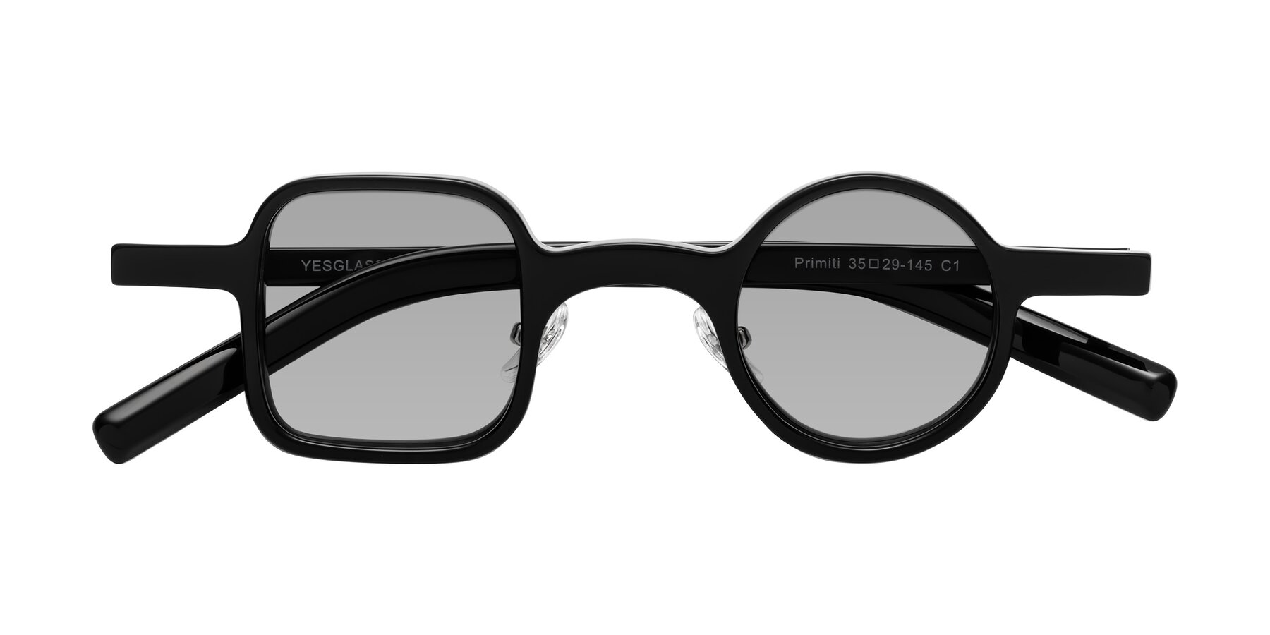 Folded Front of Primiti in Black with Light Gray Tinted Lenses