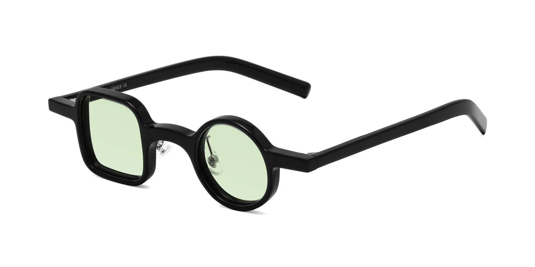 Angle of Primiti in Black with Light Green Tinted Lenses