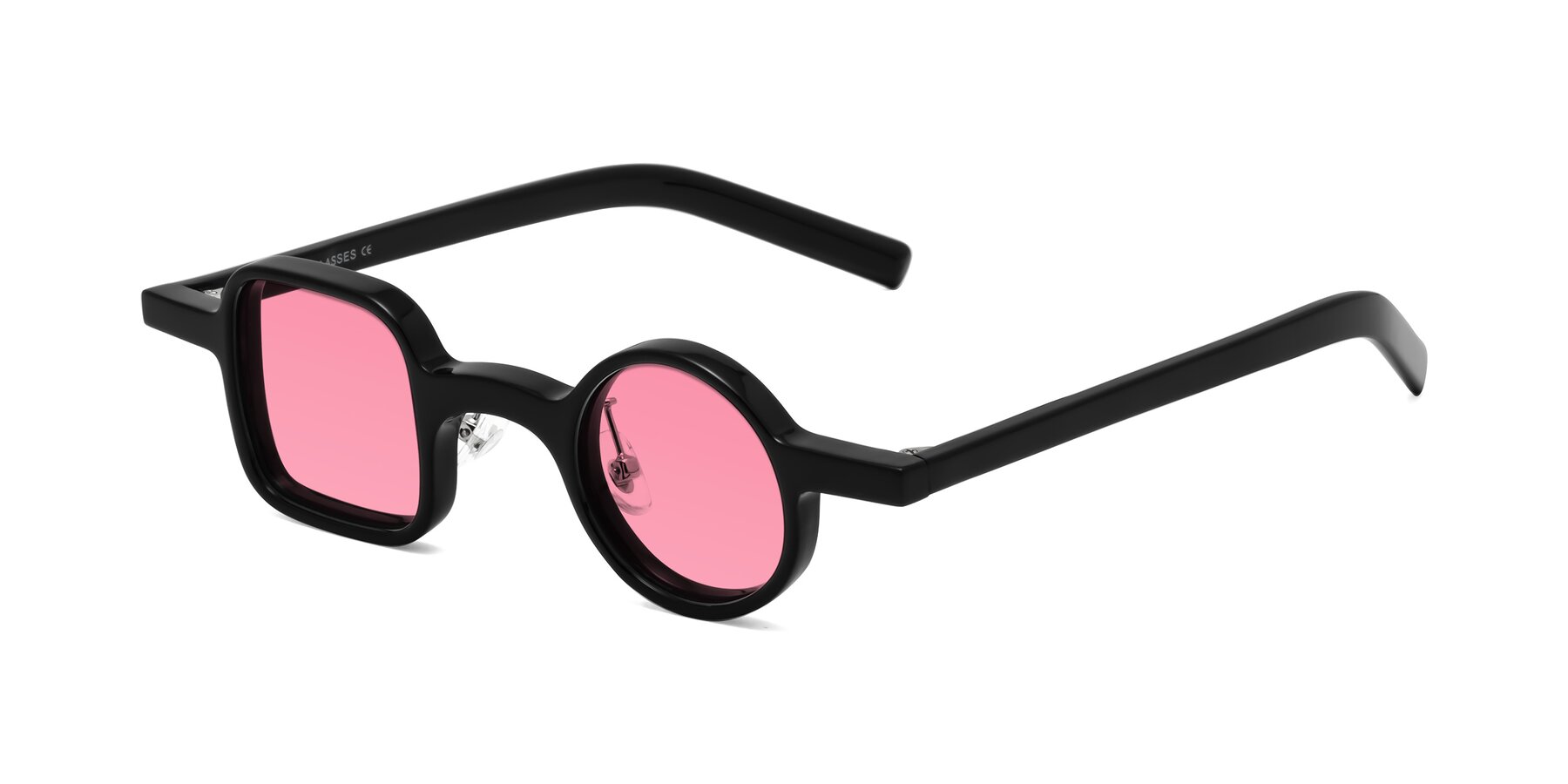 Angle of Primiti in Black with Pink Tinted Lenses