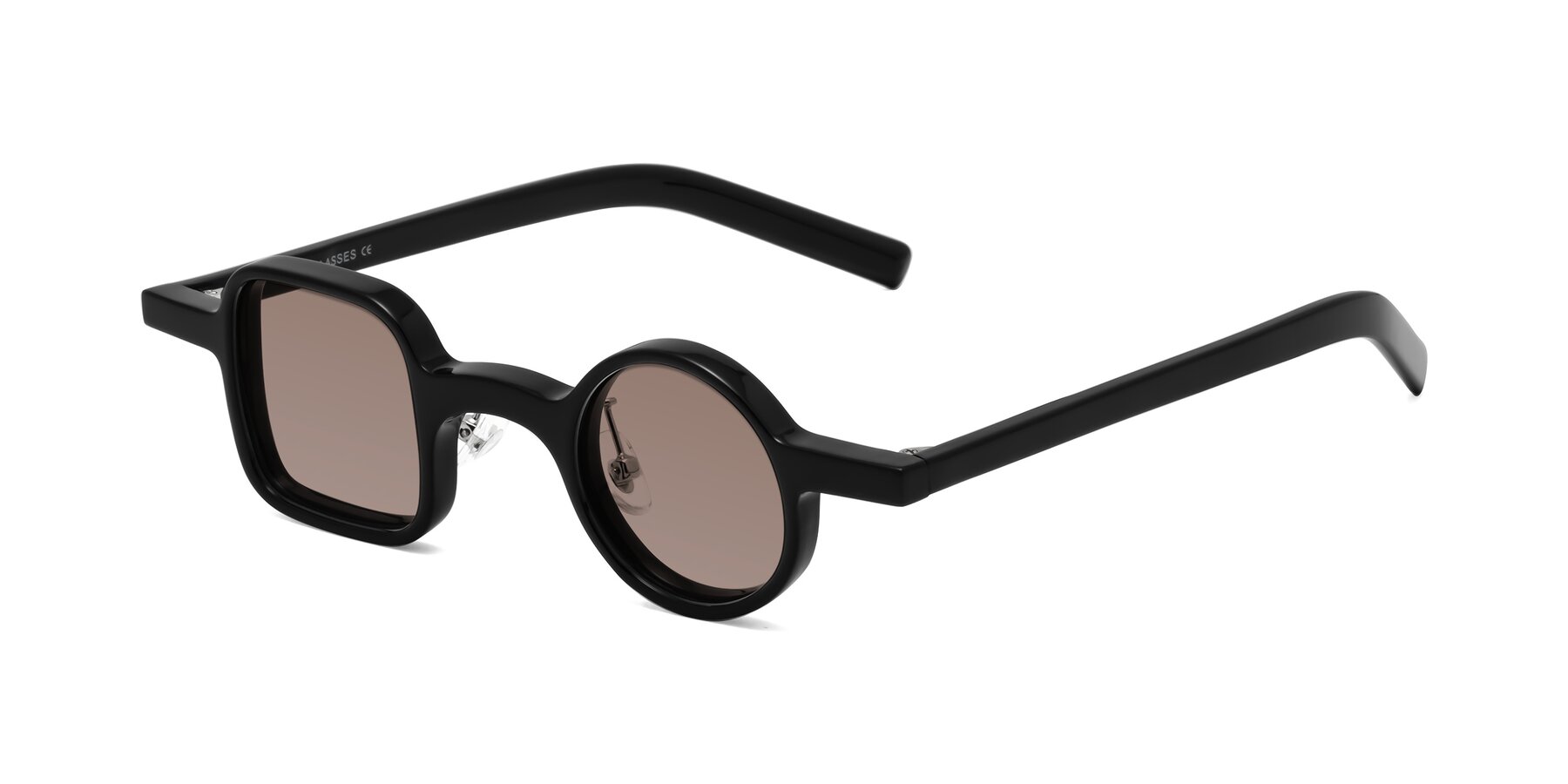 Angle of Primiti in Black with Medium Brown Tinted Lenses