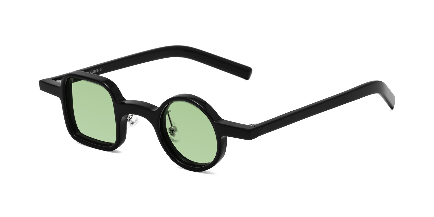 Angle of Primiti in Black with Medium Green Tinted Lenses