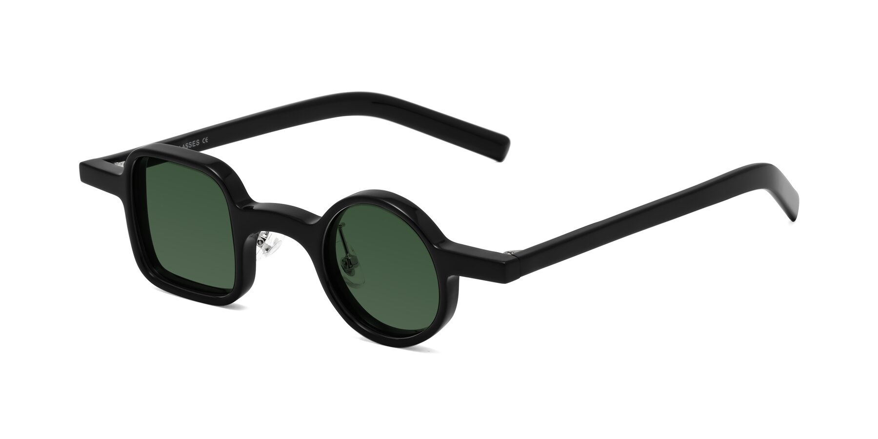 Angle of Primiti in Black with Green Tinted Lenses