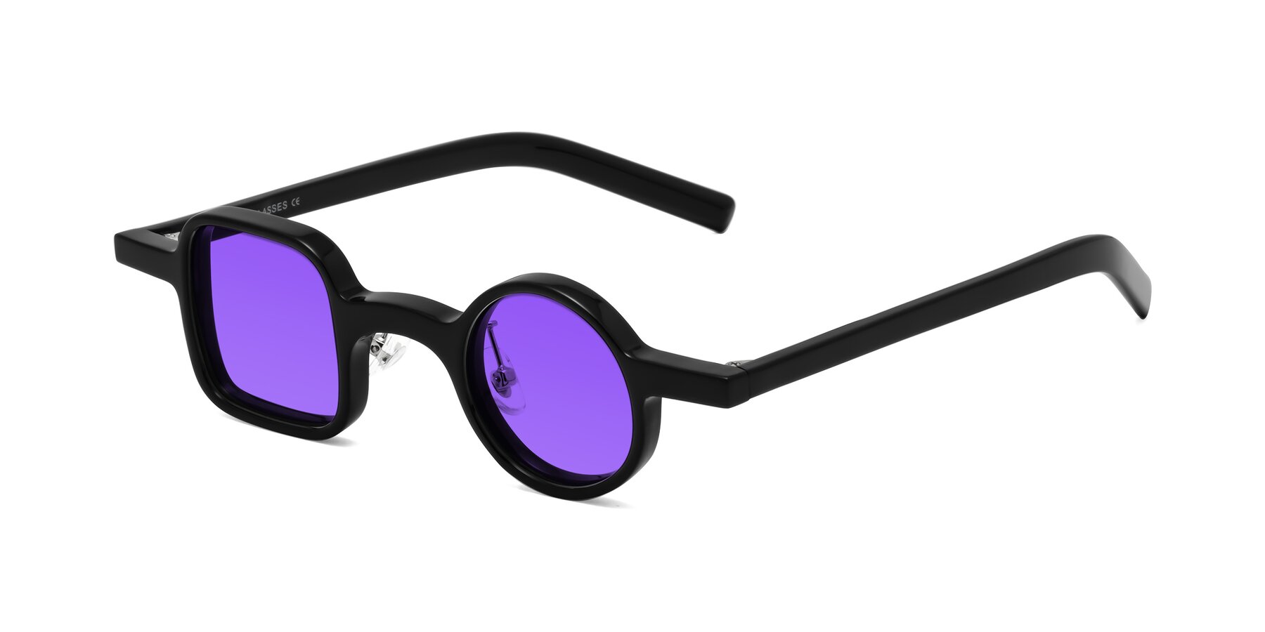 Angle of Primiti in Black with Purple Tinted Lenses