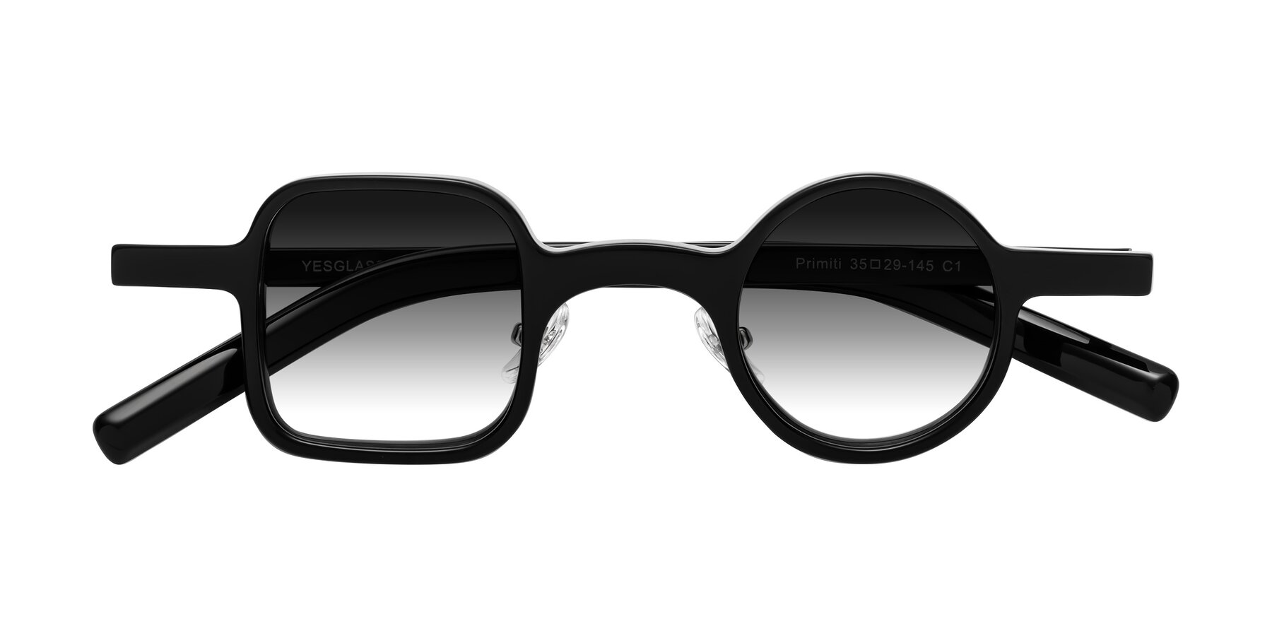 Folded Front of Primiti in Black with Gray Gradient Lenses