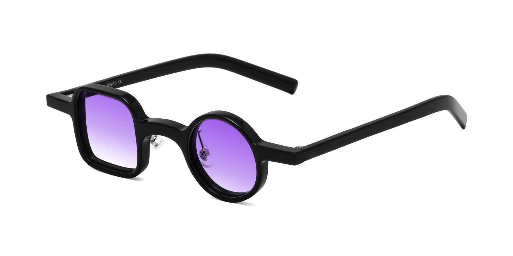 Angle of Primiti in Black with Purple Gradient Lenses