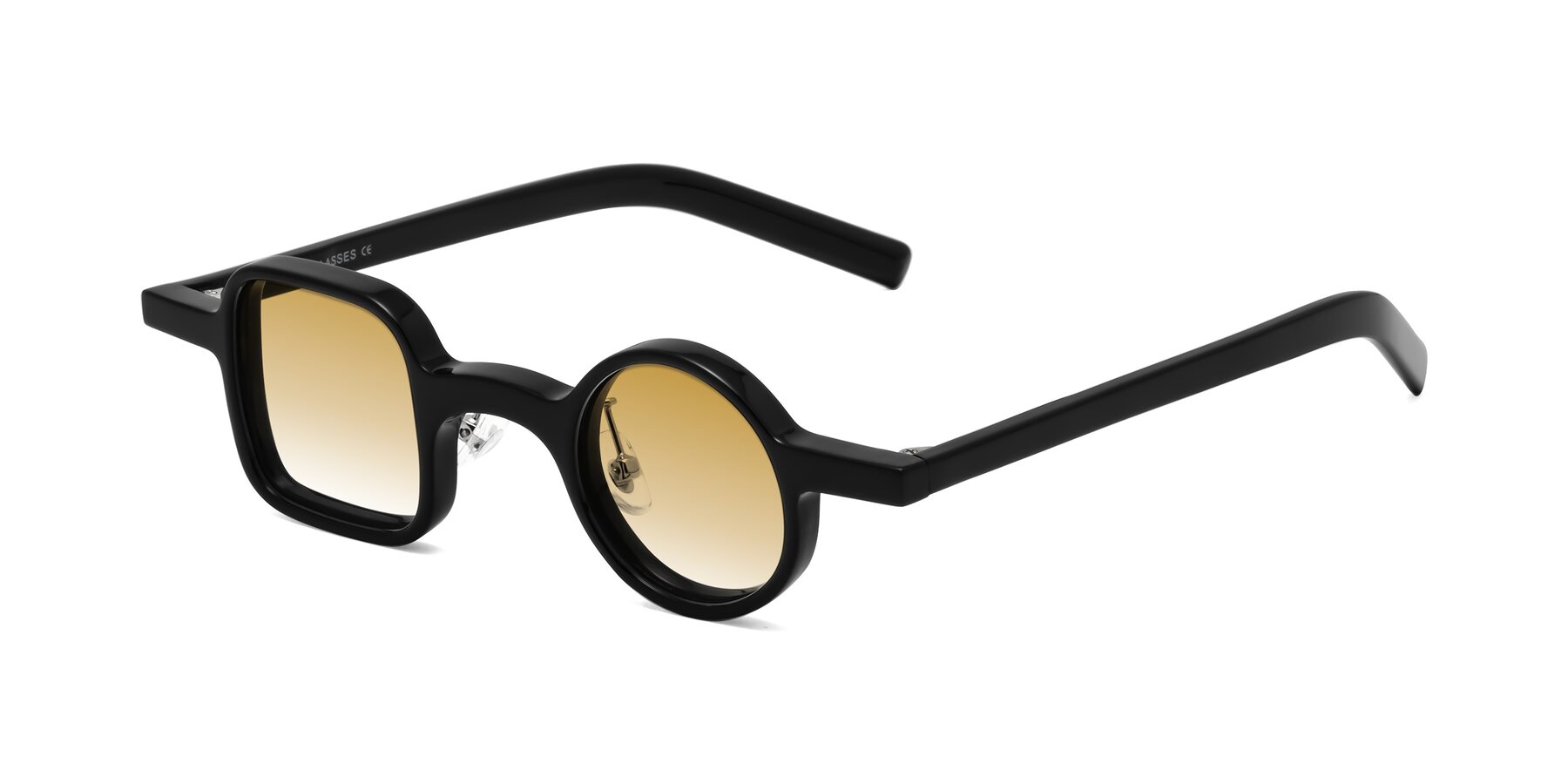 Angle of Primiti in Black with Champagne Gradient Lenses