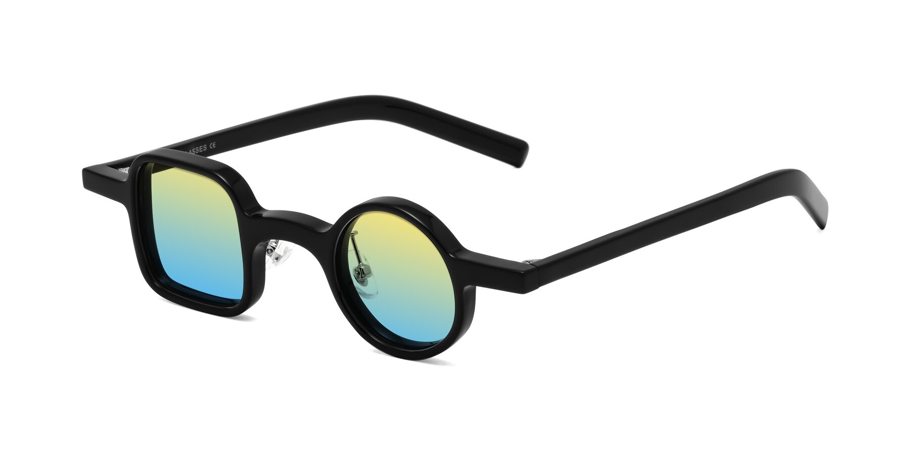 Angle of Primiti in Black with Yellow / Blue Gradient Lenses