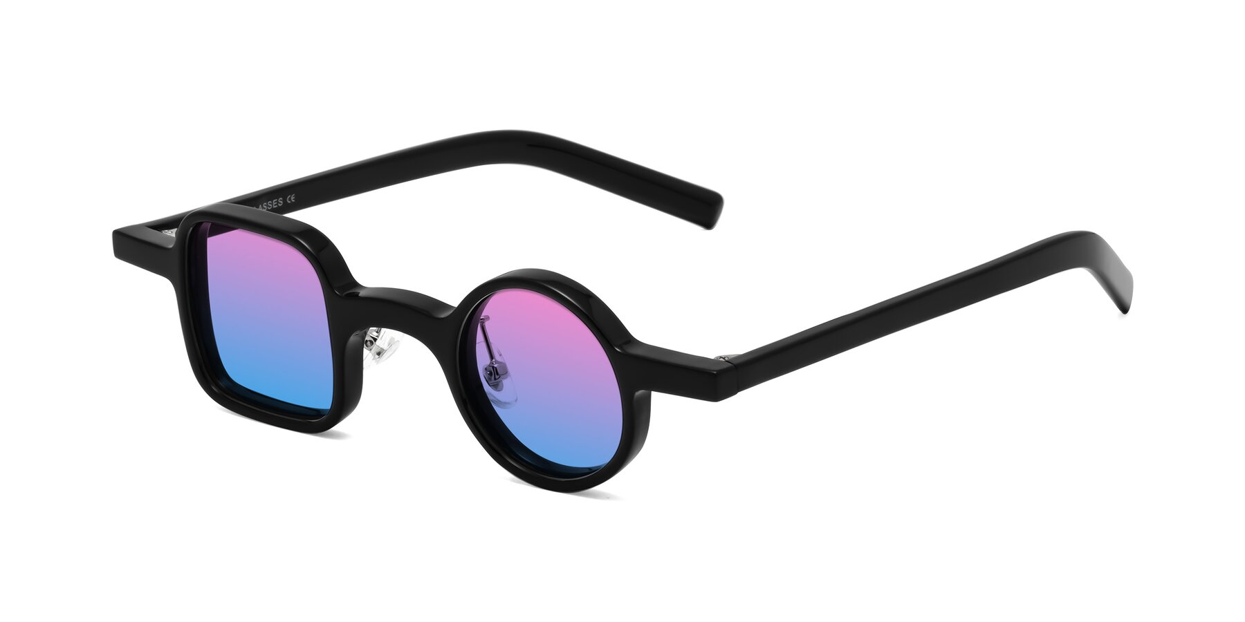 Angle of Primiti in Black with Pink / Blue Gradient Lenses