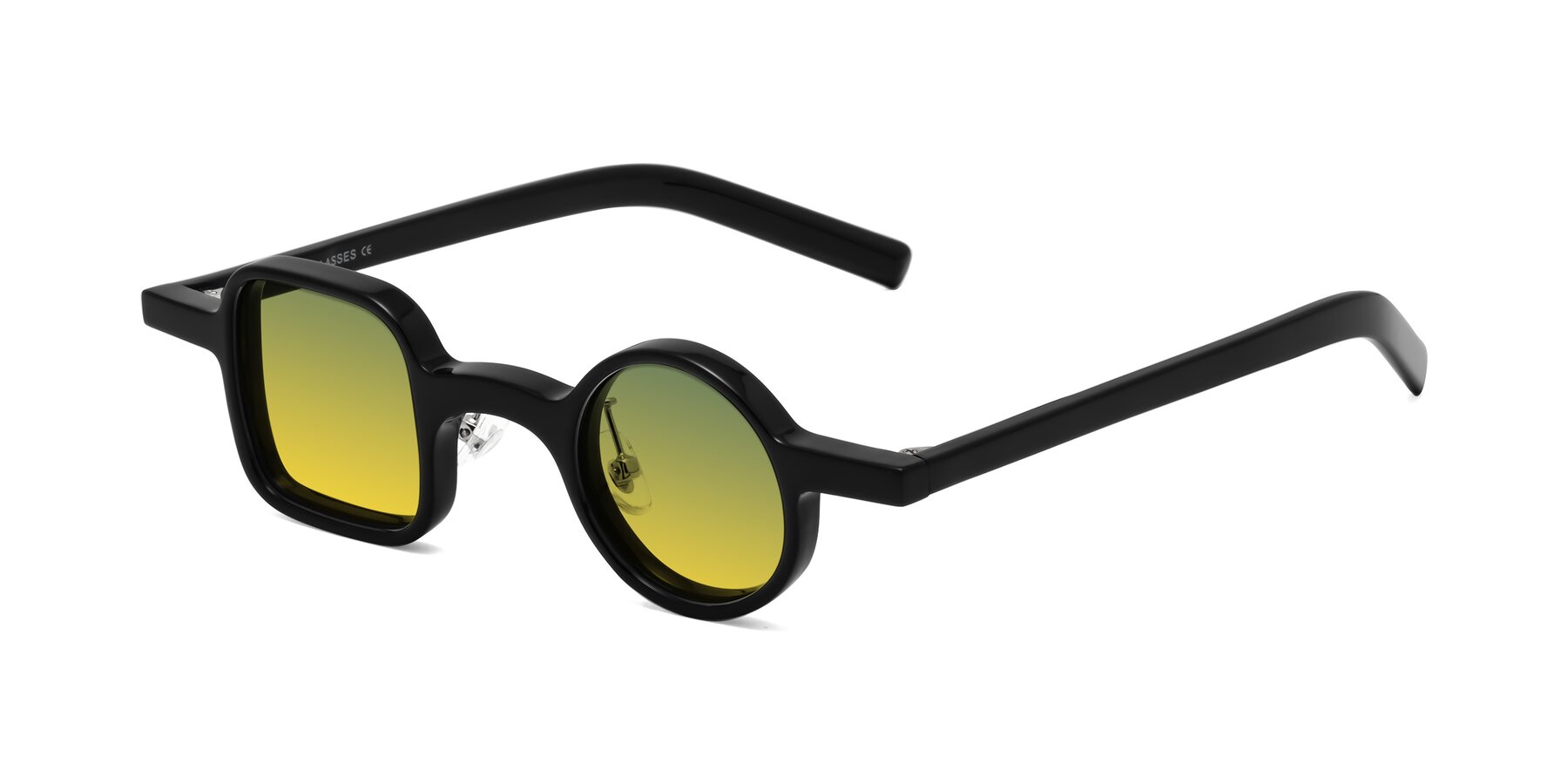 Angle of Primiti in Black with Green / Yellow Gradient Lenses