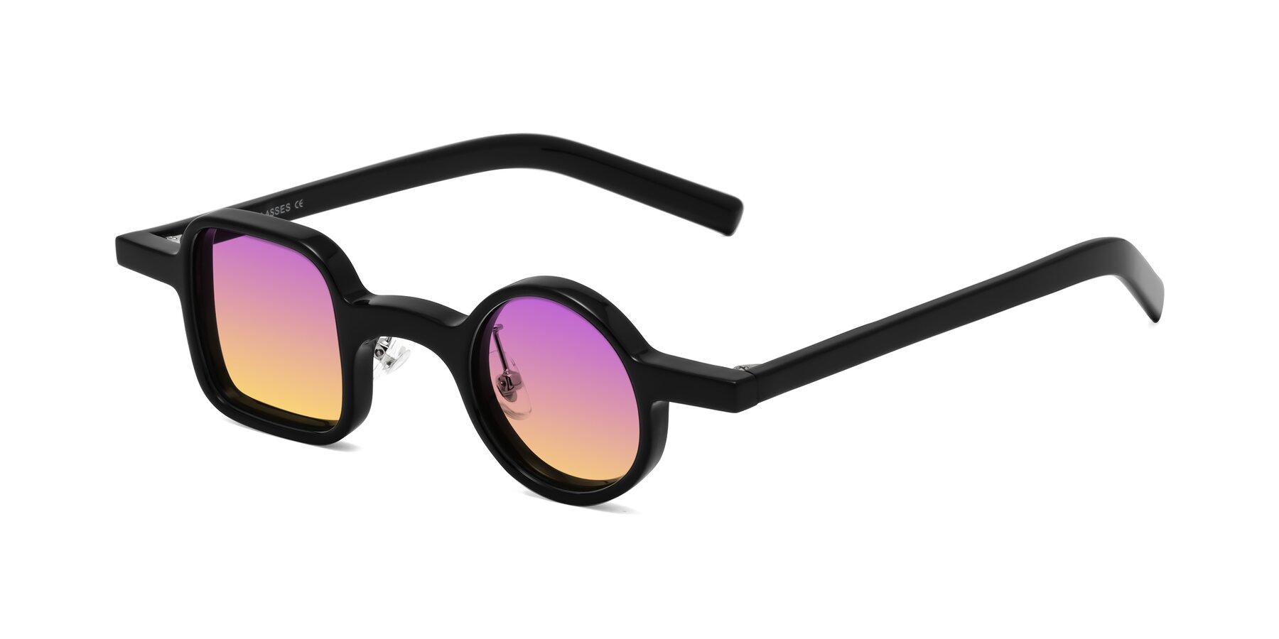 Angle of Primiti in Black with Purple / Yellow Gradient Lenses