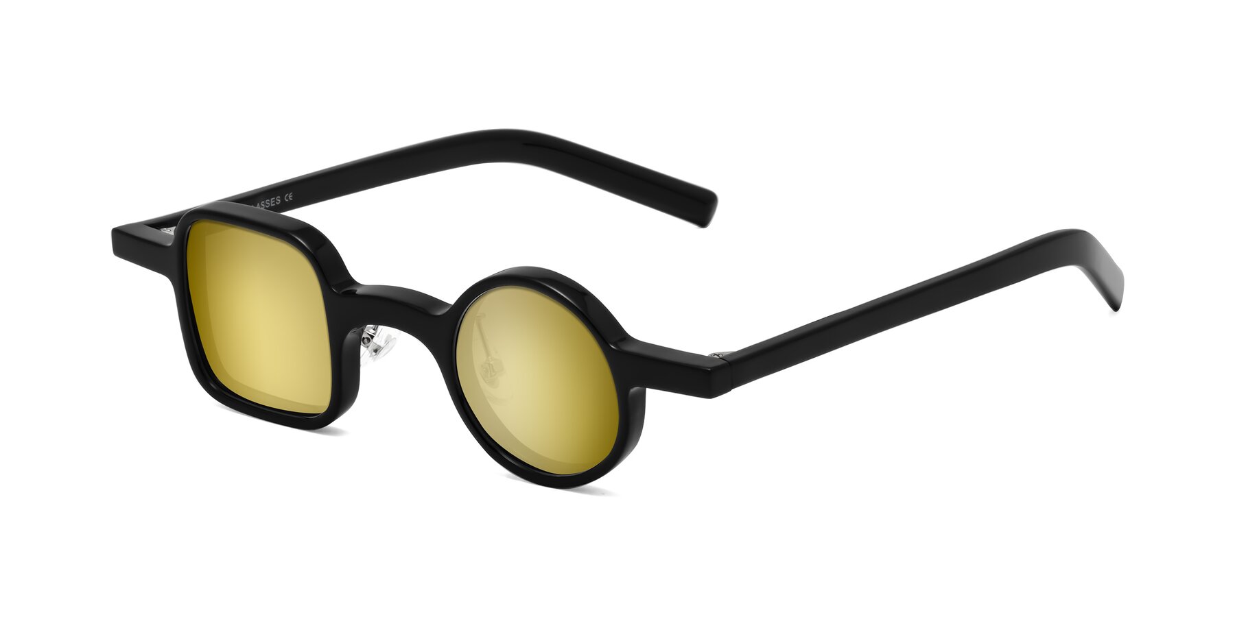 Angle of Primiti in Black with Gold Mirrored Lenses