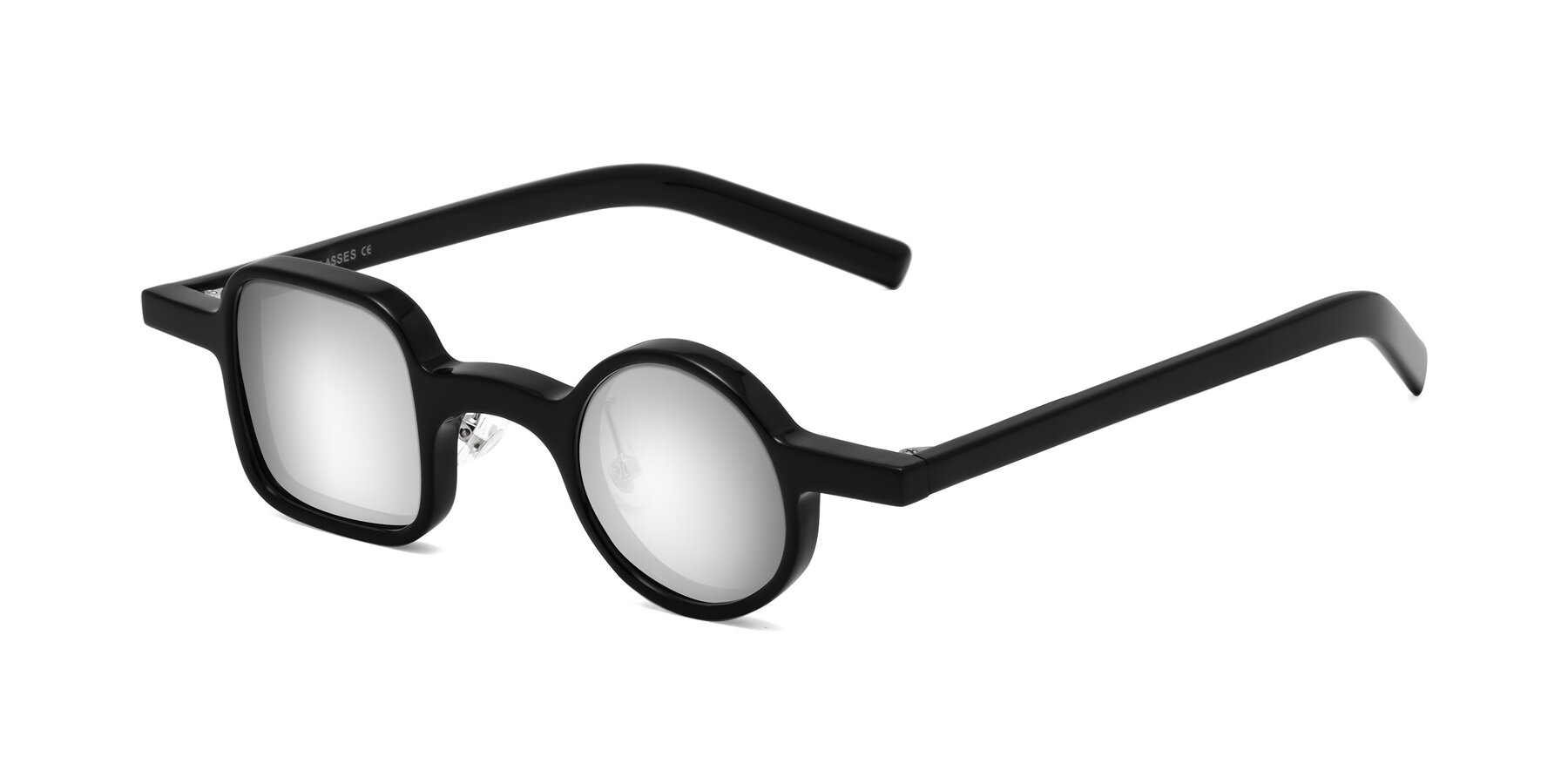 Angle of Primiti in Black with Silver Mirrored Lenses