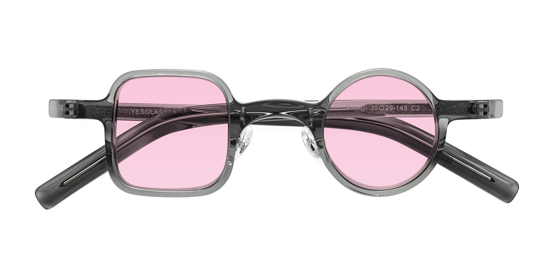 Folded Front of Primiti in Gray with Light Pink Tinted Lenses