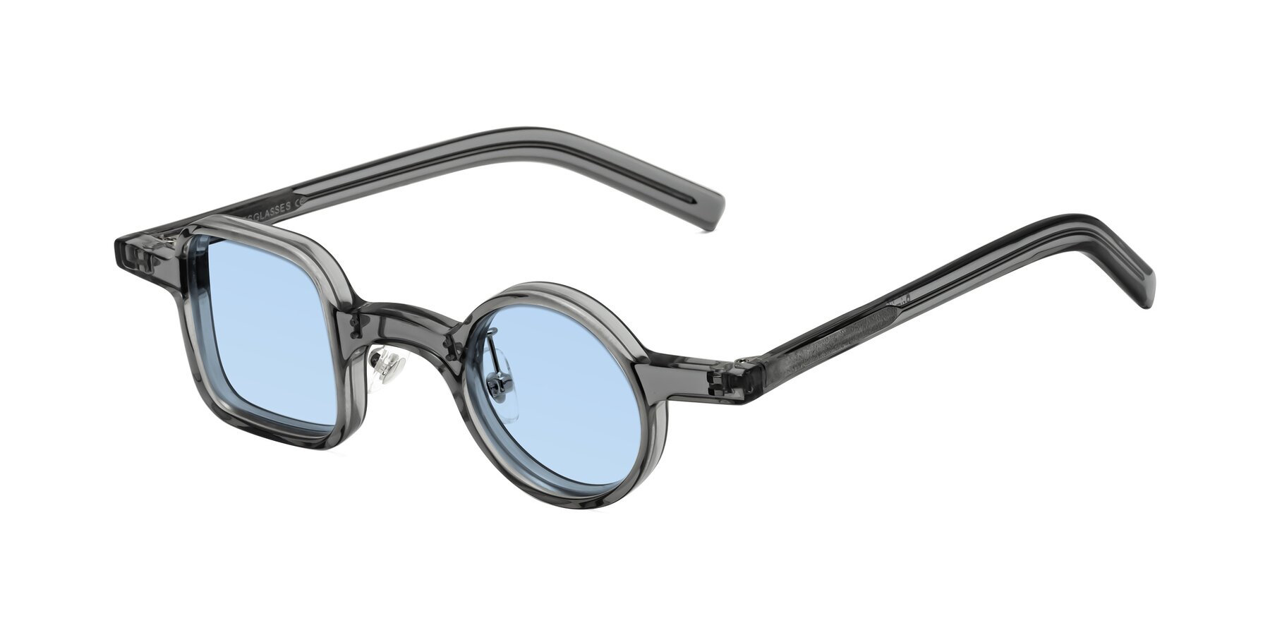 Angle of Primiti in Gray with Light Blue Tinted Lenses