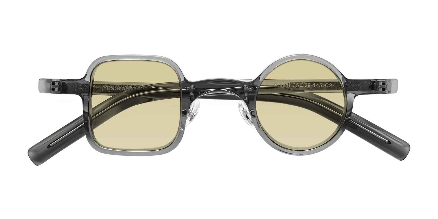 Folded Front of Primiti in Gray with Light Champagne Tinted Lenses