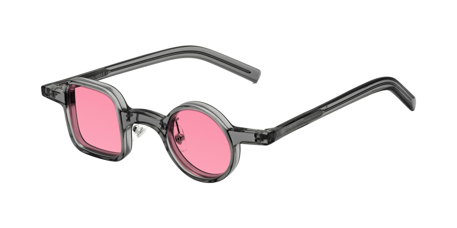 Angle of Primiti in Gray with Pink Tinted Lenses