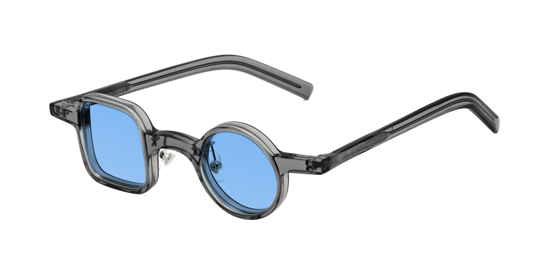 Angle of Primiti in Gray with Medium Blue Tinted Lenses