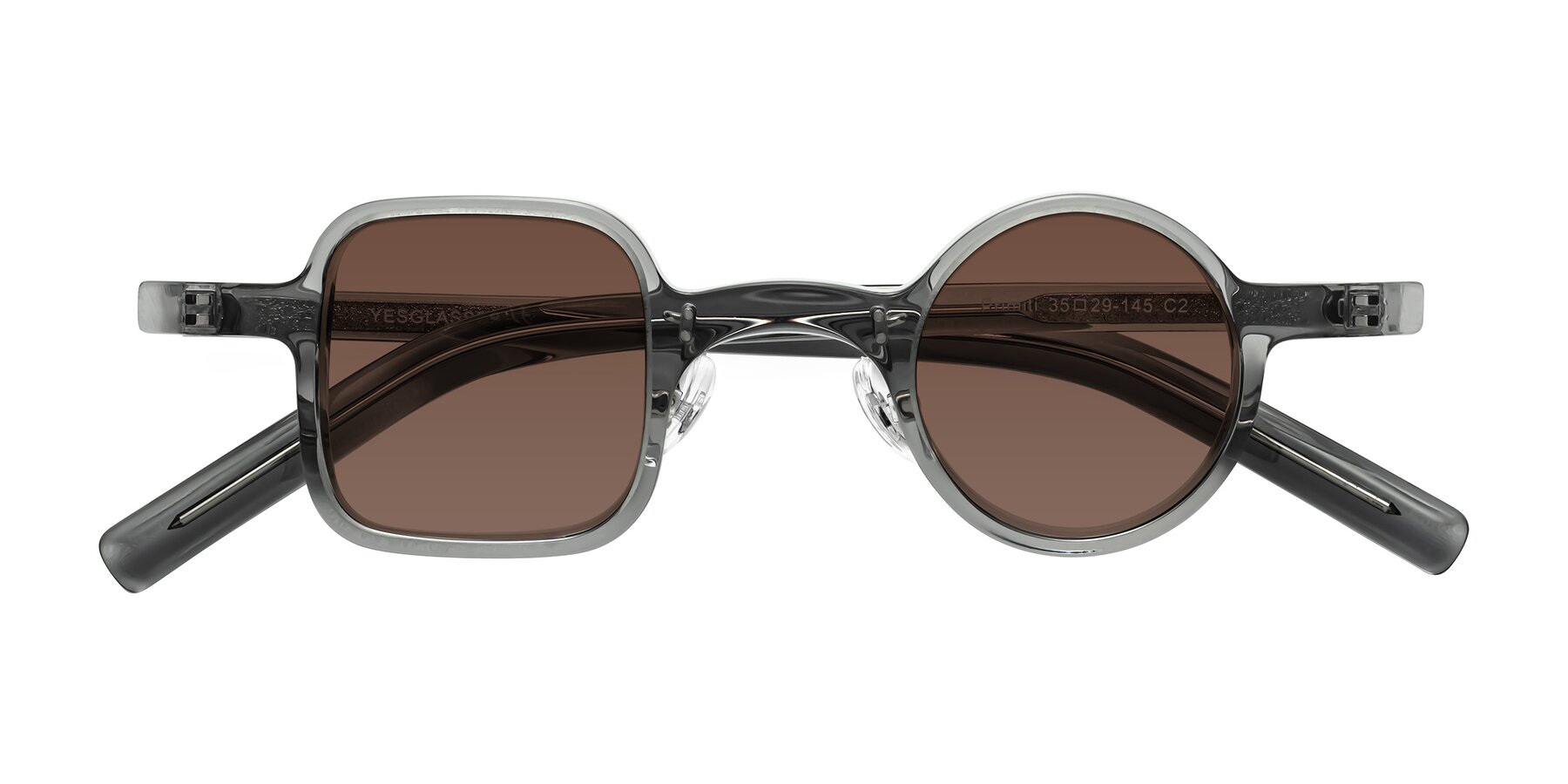 Folded Front of Primiti in Gray with Brown Tinted Lenses