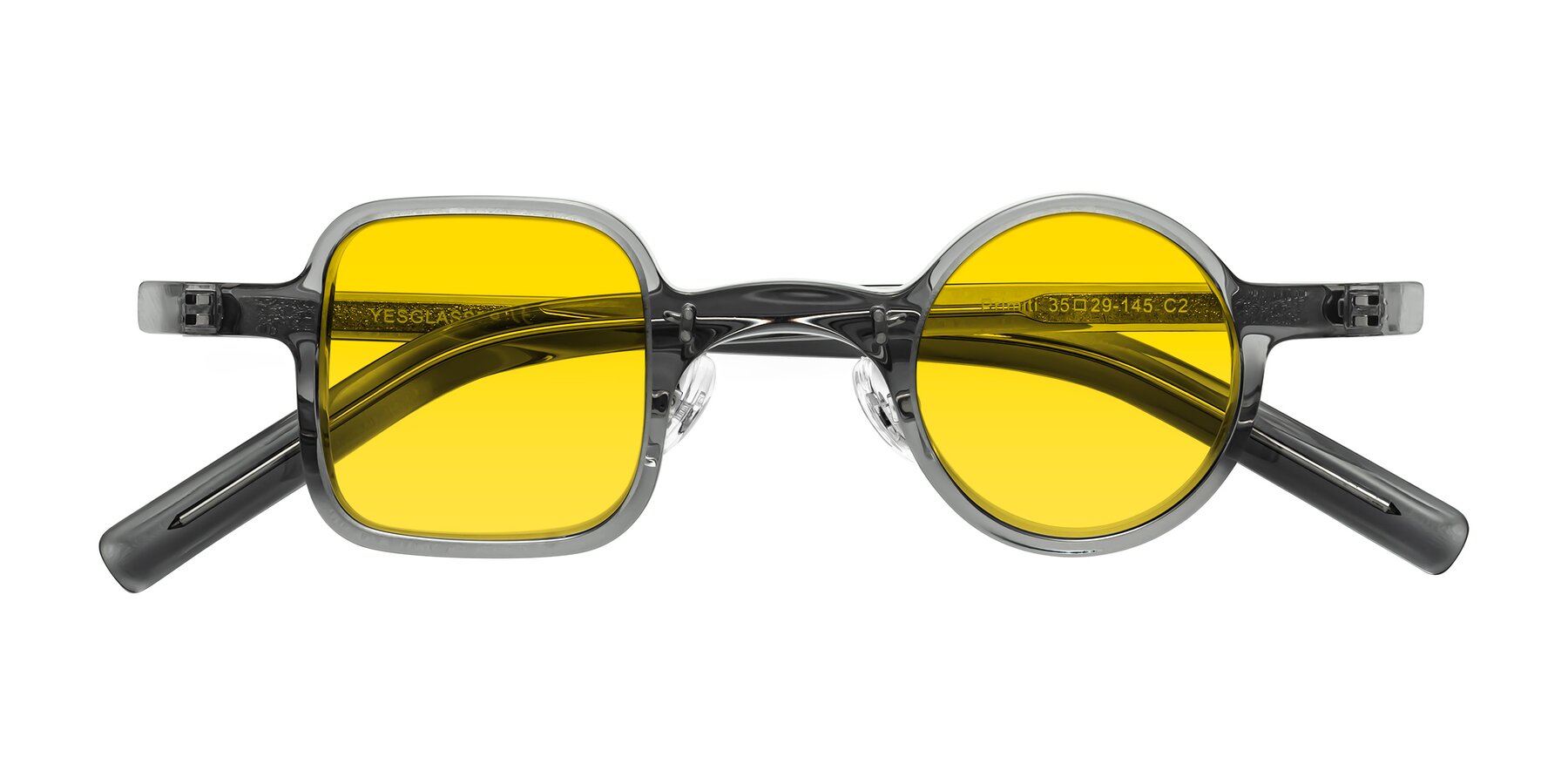 Folded Front of Primiti in Gray with Yellow Tinted Lenses