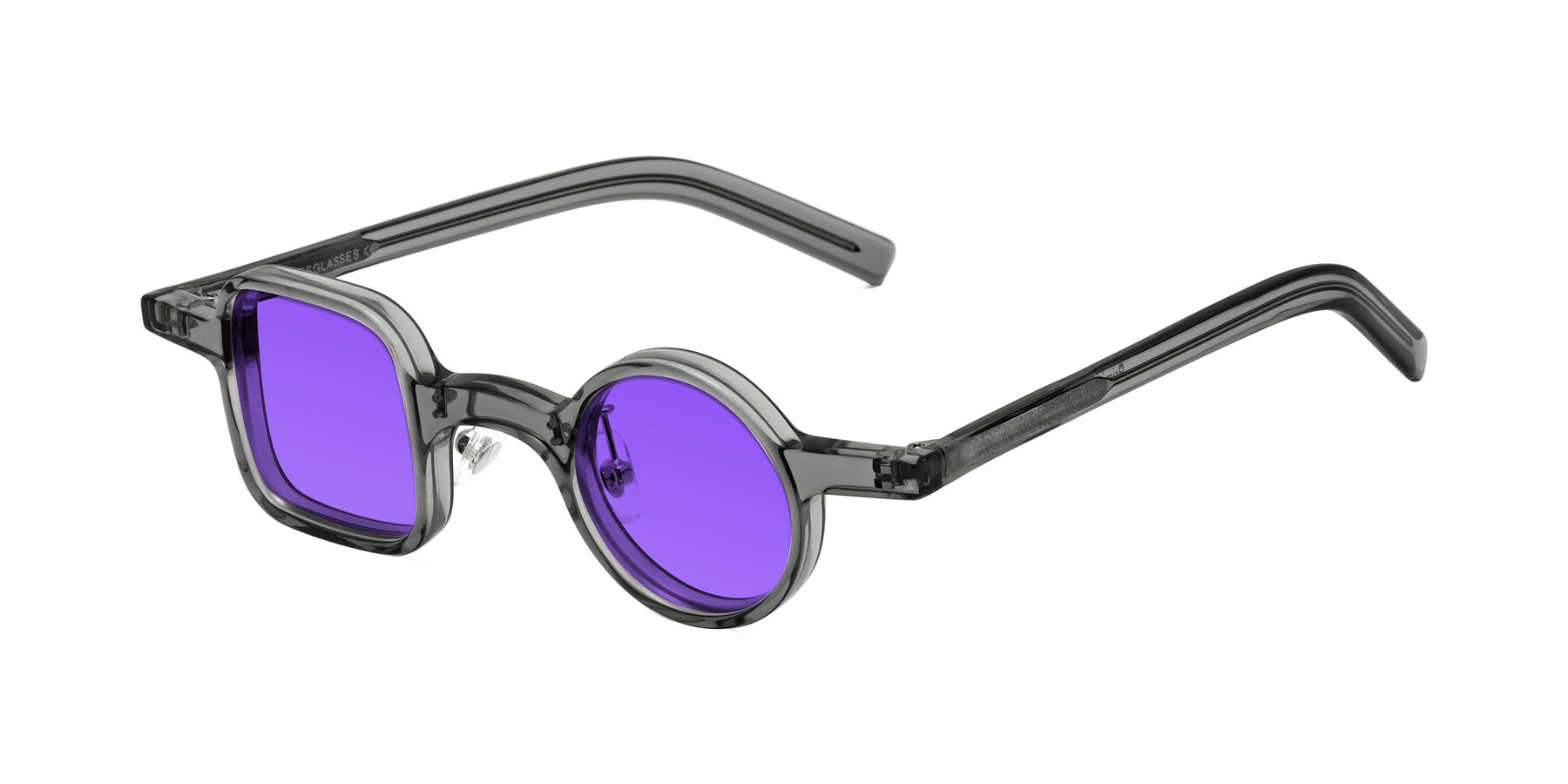 Angle of Primiti in Gray with Purple Tinted Lenses