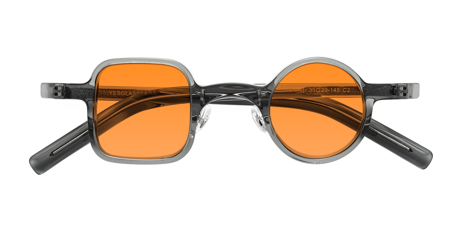 Folded Front of Primiti in Gray with Orange Tinted Lenses