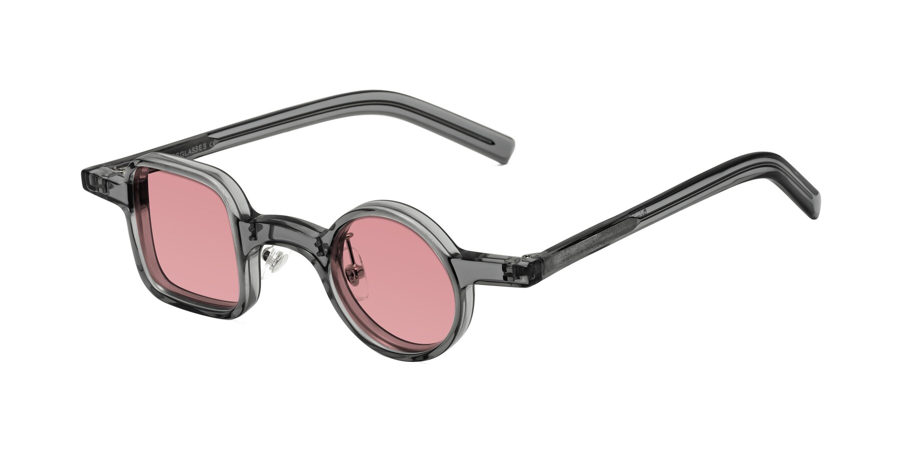 Angle of Primiti in Gray with Medium Garnet Tinted Lenses