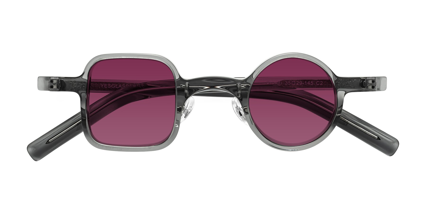 Folded Front of Primiti in Gray with Wine Tinted Lenses