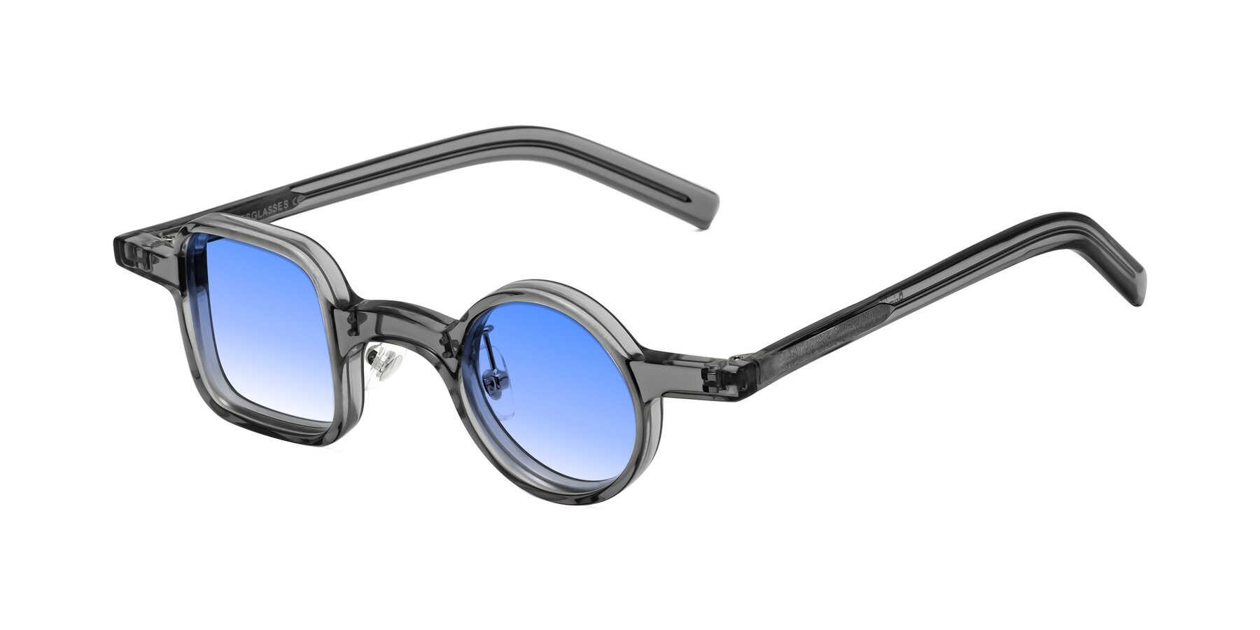 Angle of Primiti in Gray with Blue Gradient Lenses