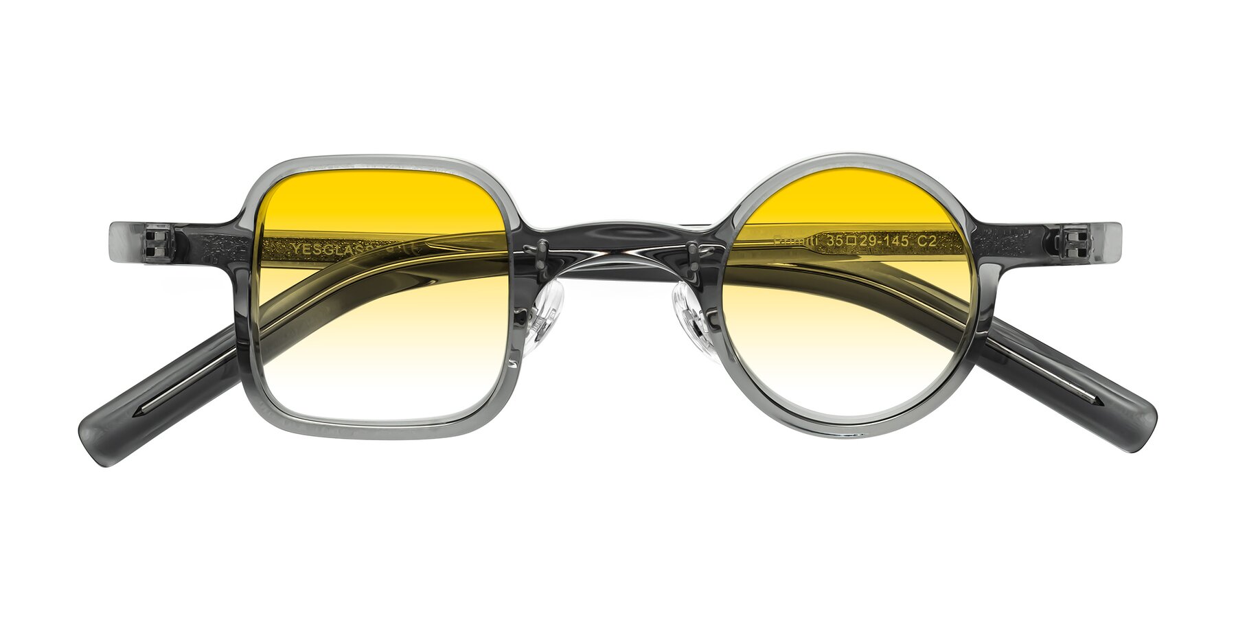 Folded Front of Primiti in Gray with Yellow Gradient Lenses