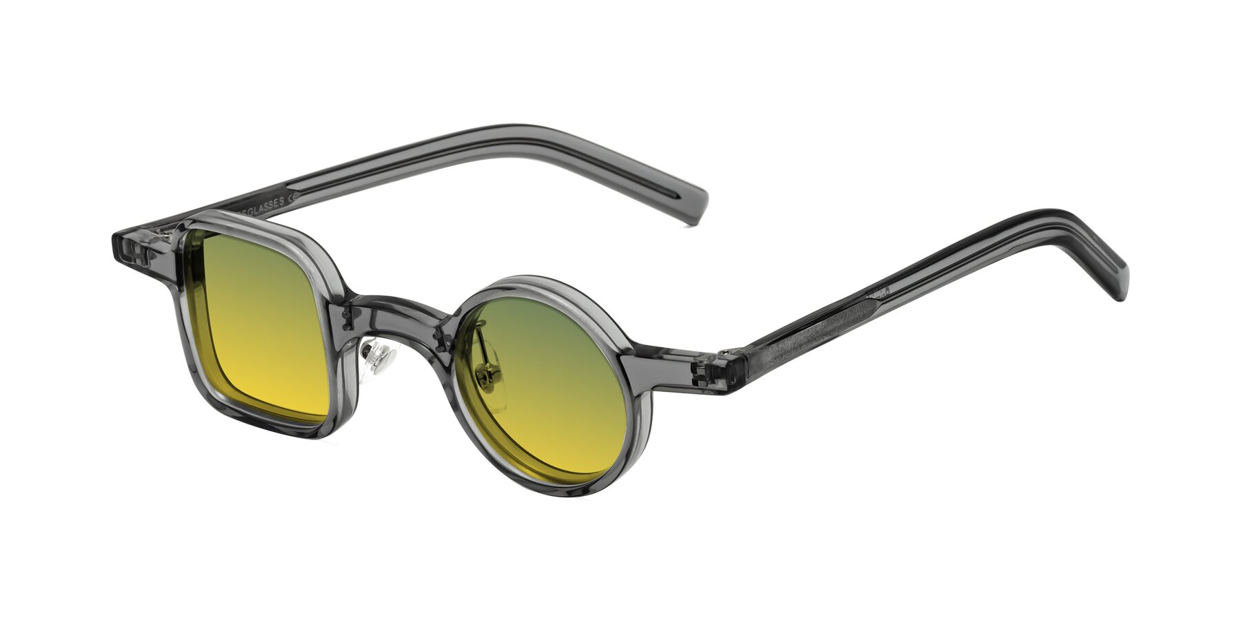 Angle of Primiti in Gray with Green / Yellow Gradient Lenses