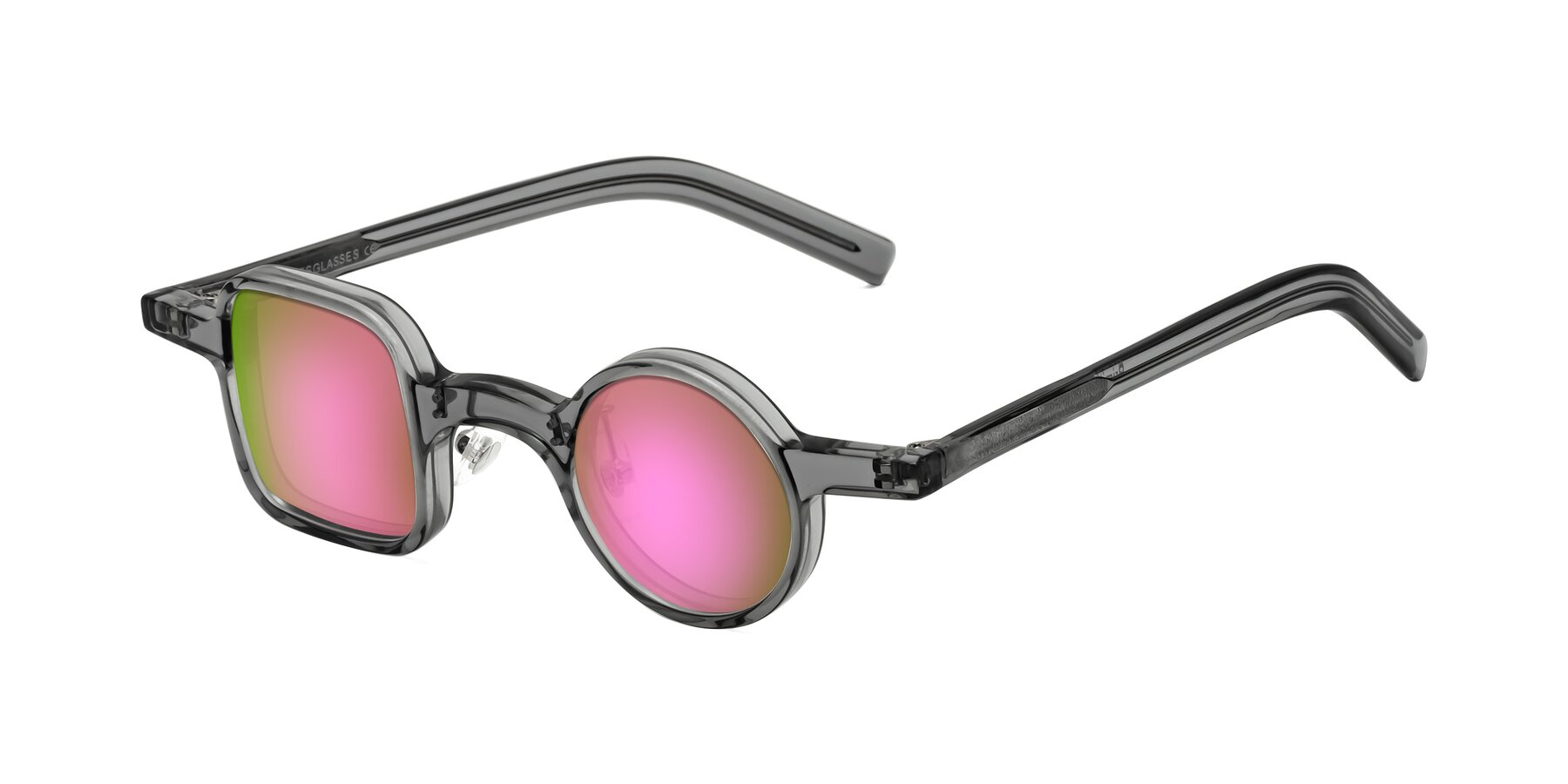 Angle of Primiti in Gray with Pink Mirrored Lenses