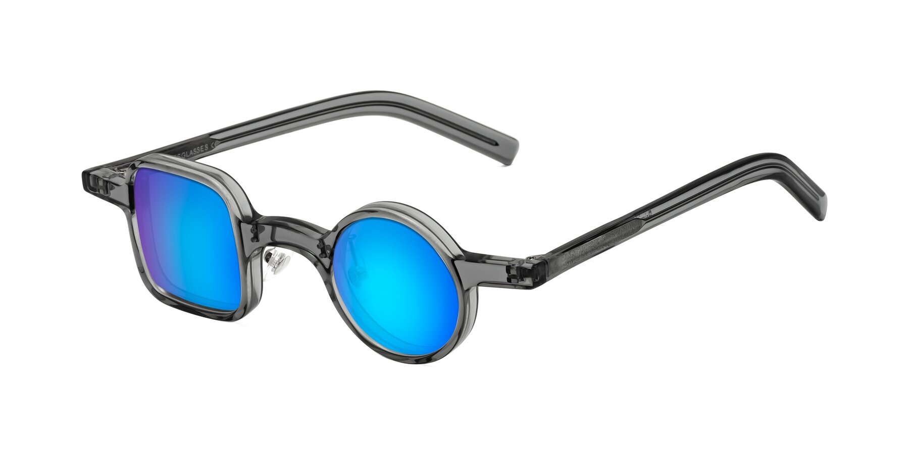 Angle of Primiti in Gray with Blue Mirrored Lenses