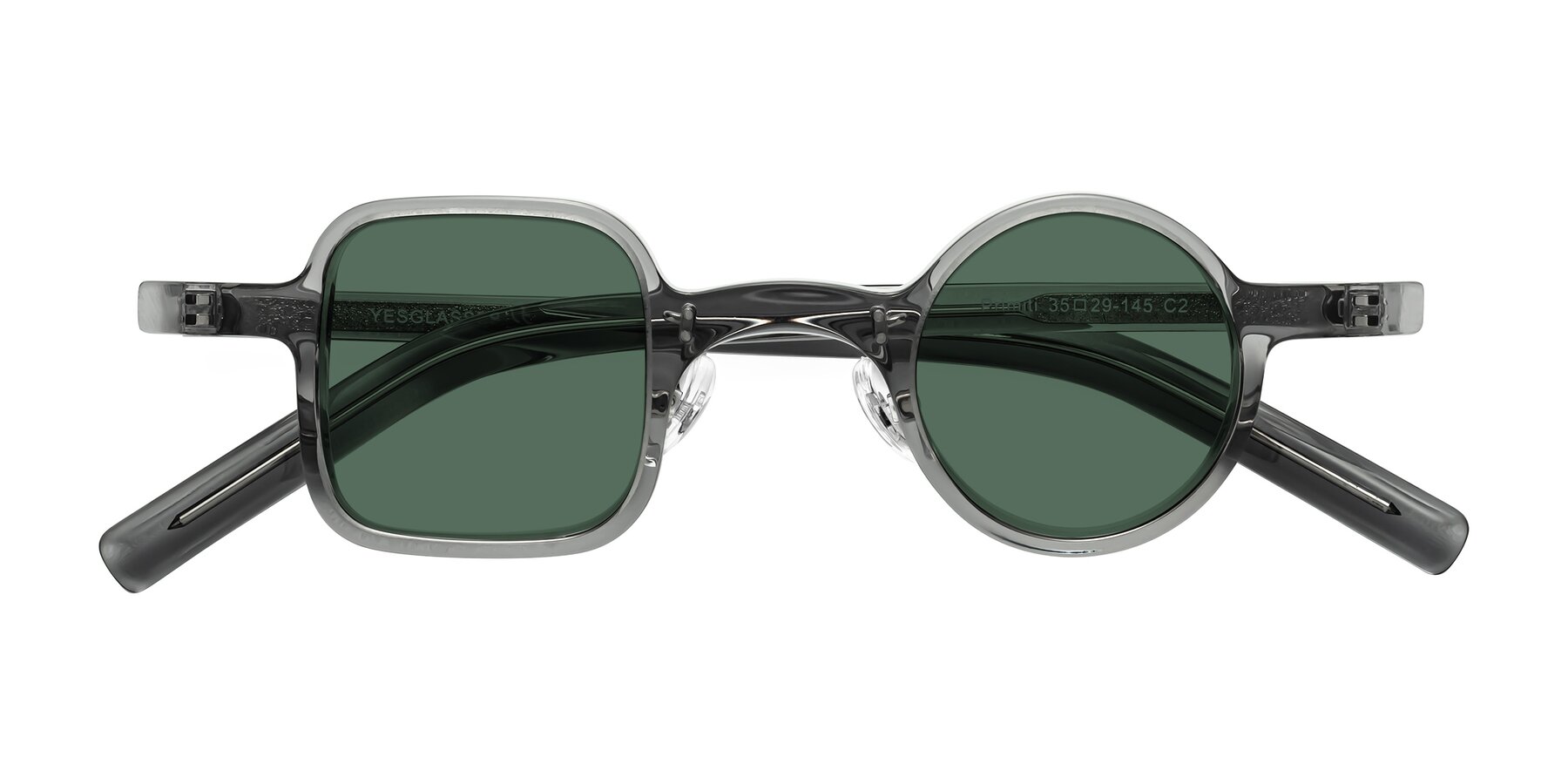 Folded Front of Primiti in Gray with Green Polarized Lenses