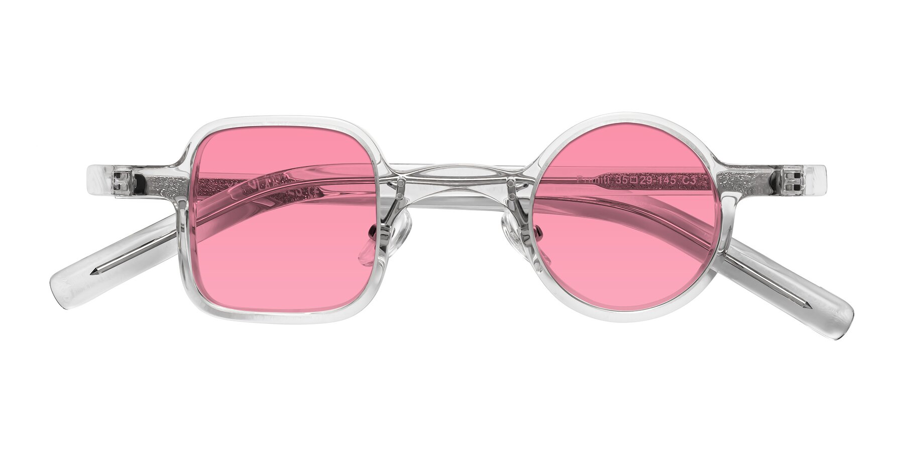 Folded Front of Primiti in Clear with Pink Tinted Lenses