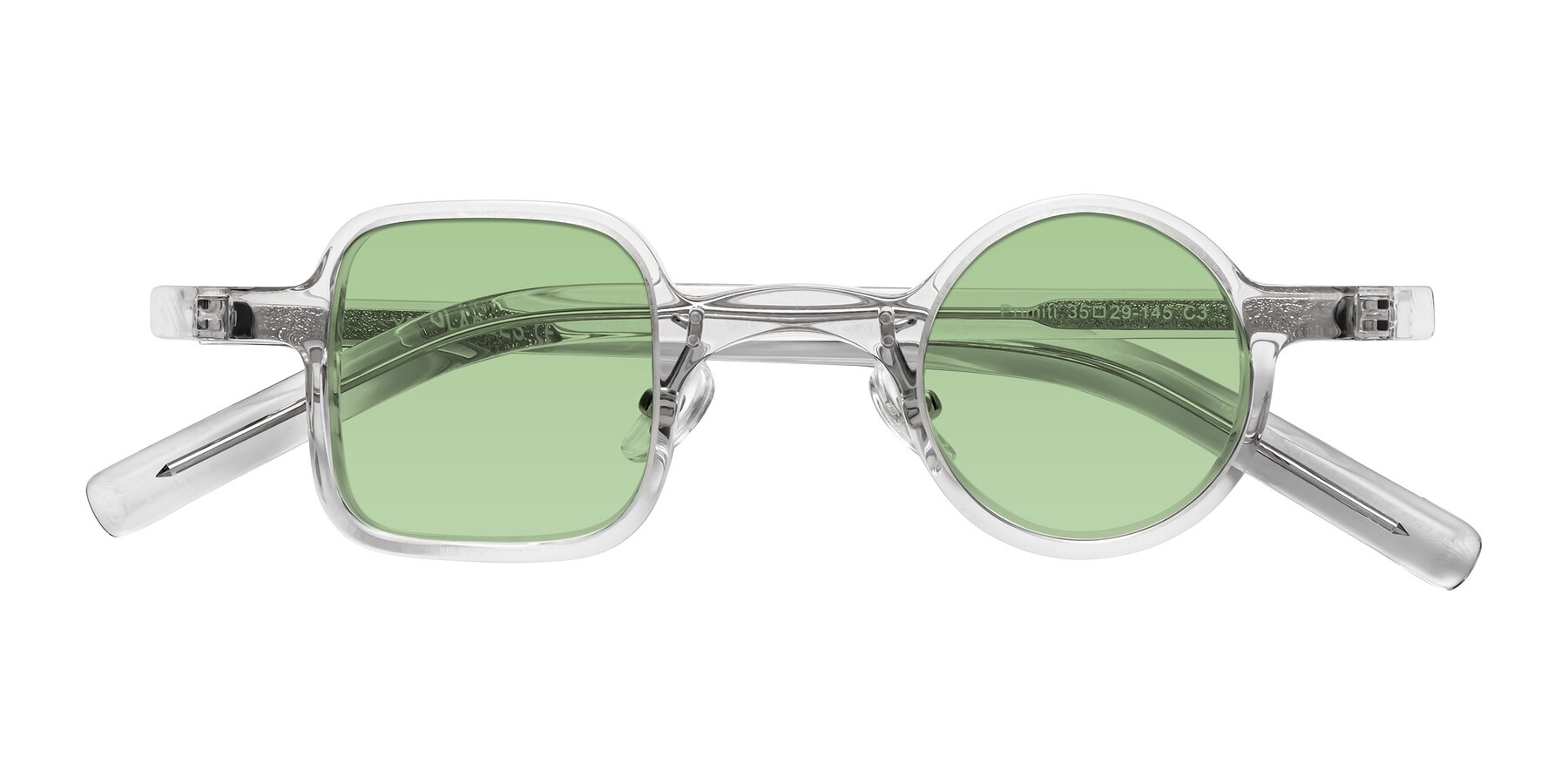 Folded Front of Primiti in Clear with Medium Green Tinted Lenses