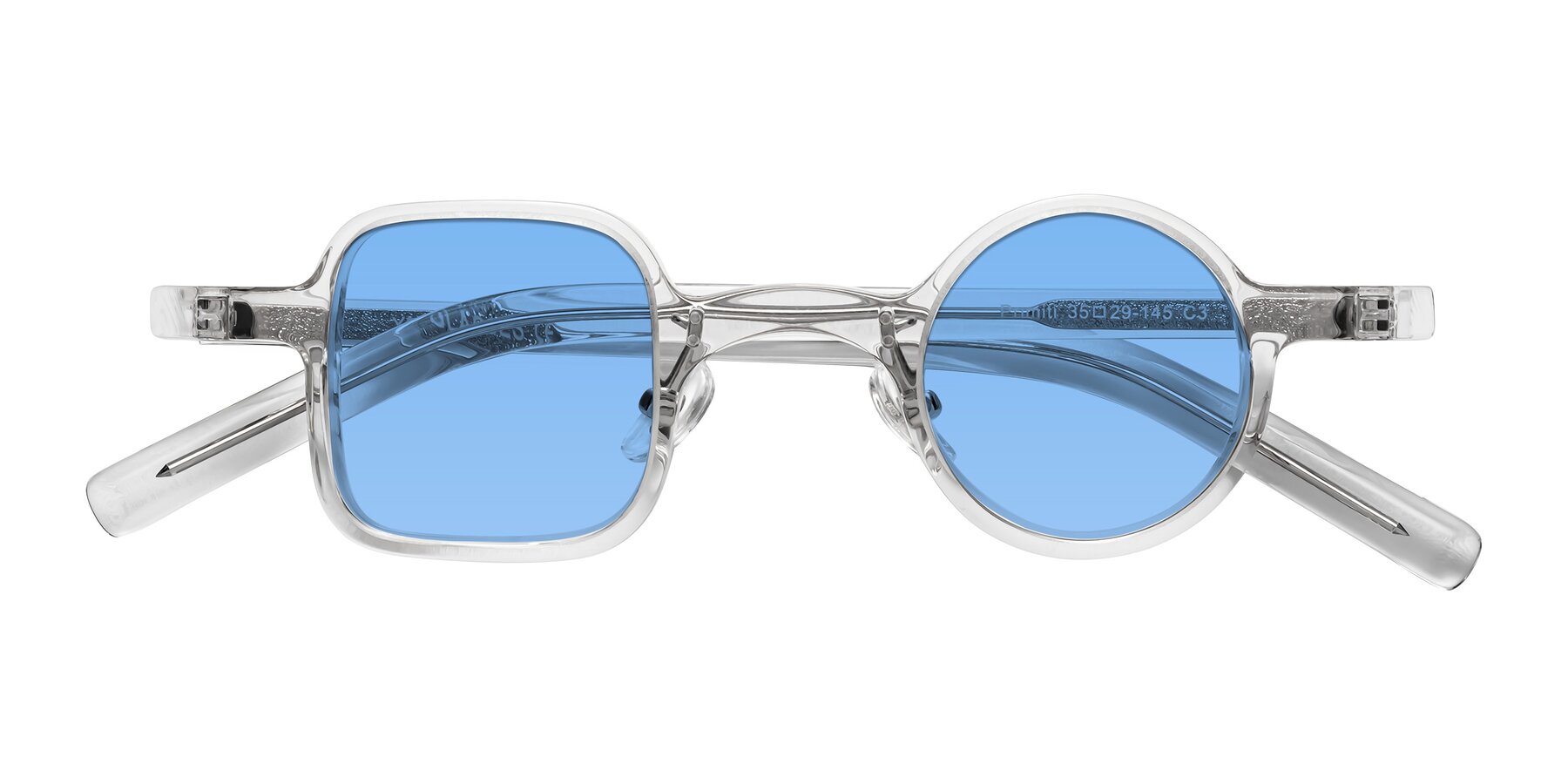 Folded Front of Primiti in Clear with Medium Blue Tinted Lenses