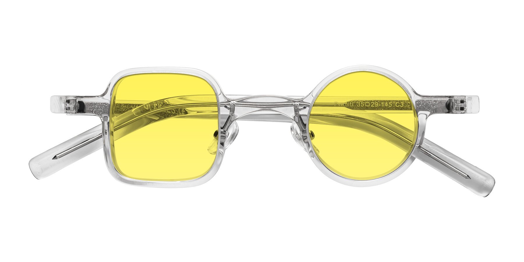 Folded Front of Primiti in Clear with Medium Yellow Tinted Lenses