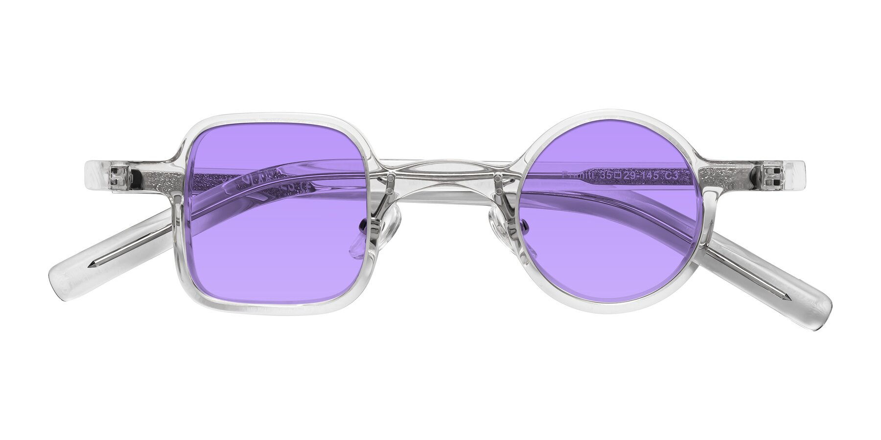 Folded Front of Primiti in Clear with Medium Purple Tinted Lenses