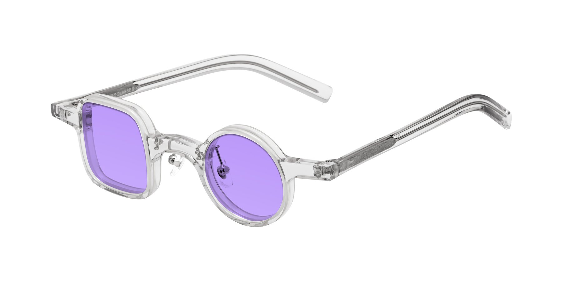 Angle of Primiti in Clear with Medium Purple Tinted Lenses