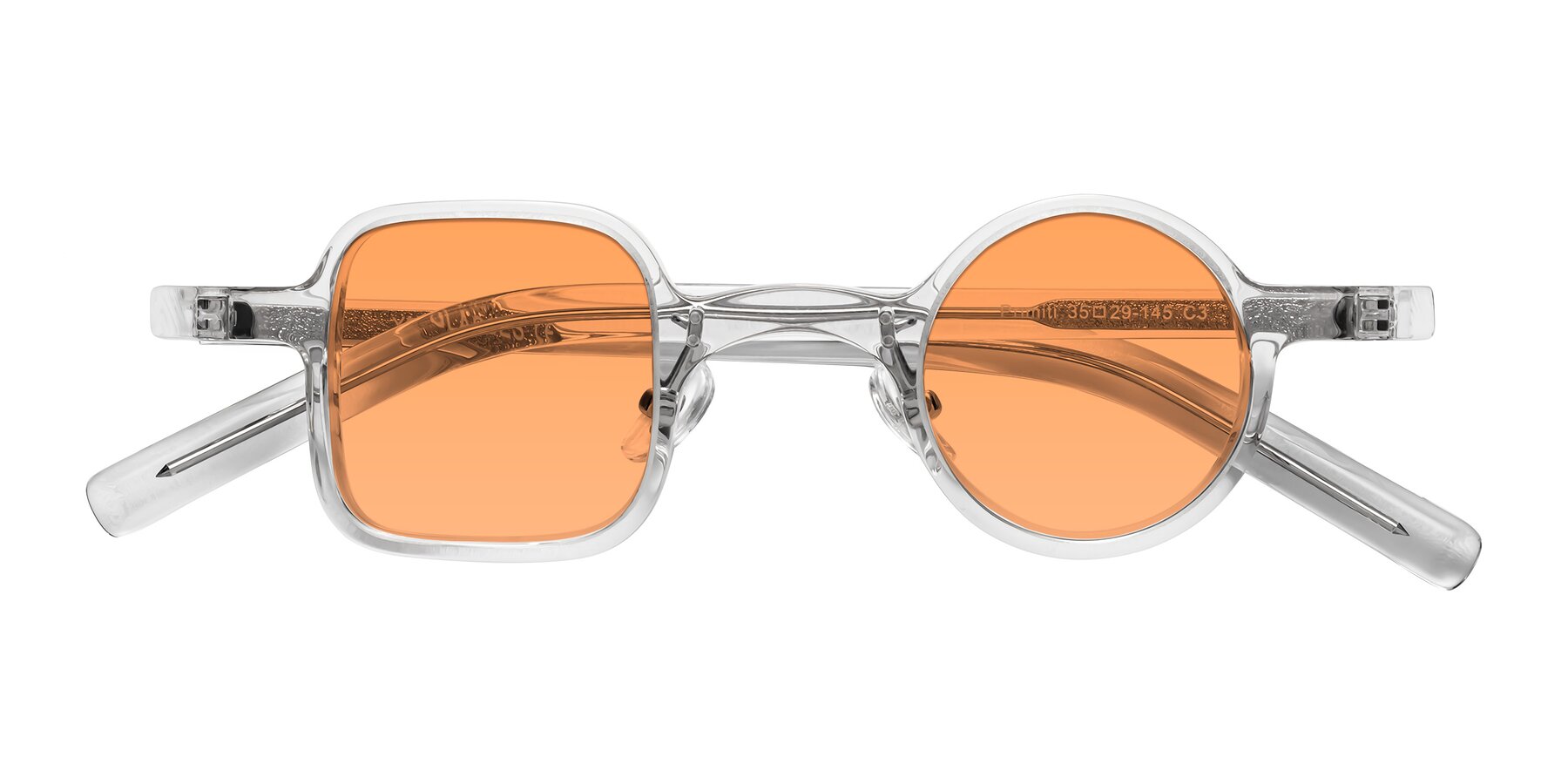 Folded Front of Primiti in Clear with Medium Orange Tinted Lenses