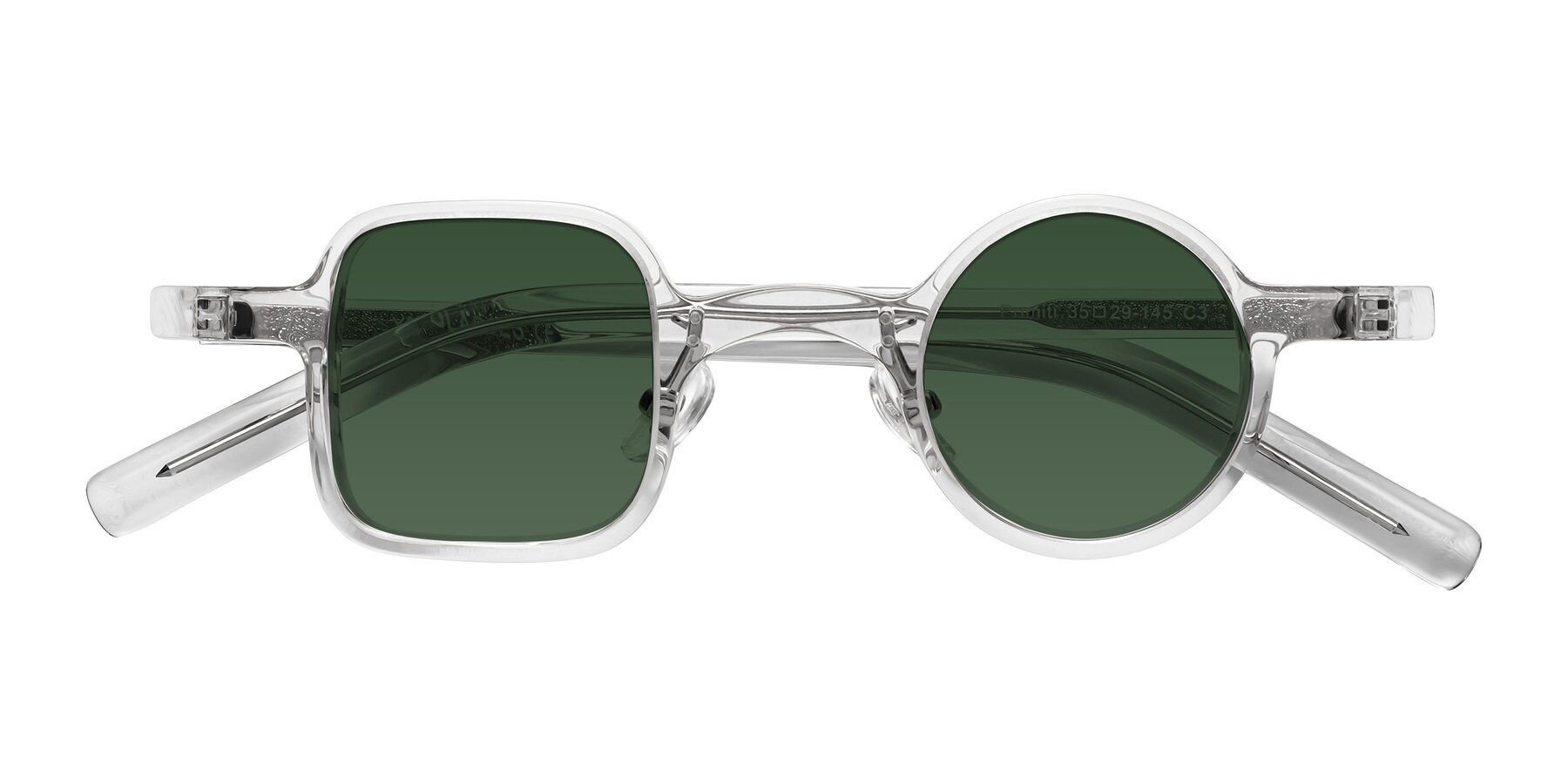 Folded Front of Primiti in Clear with Green Tinted Lenses