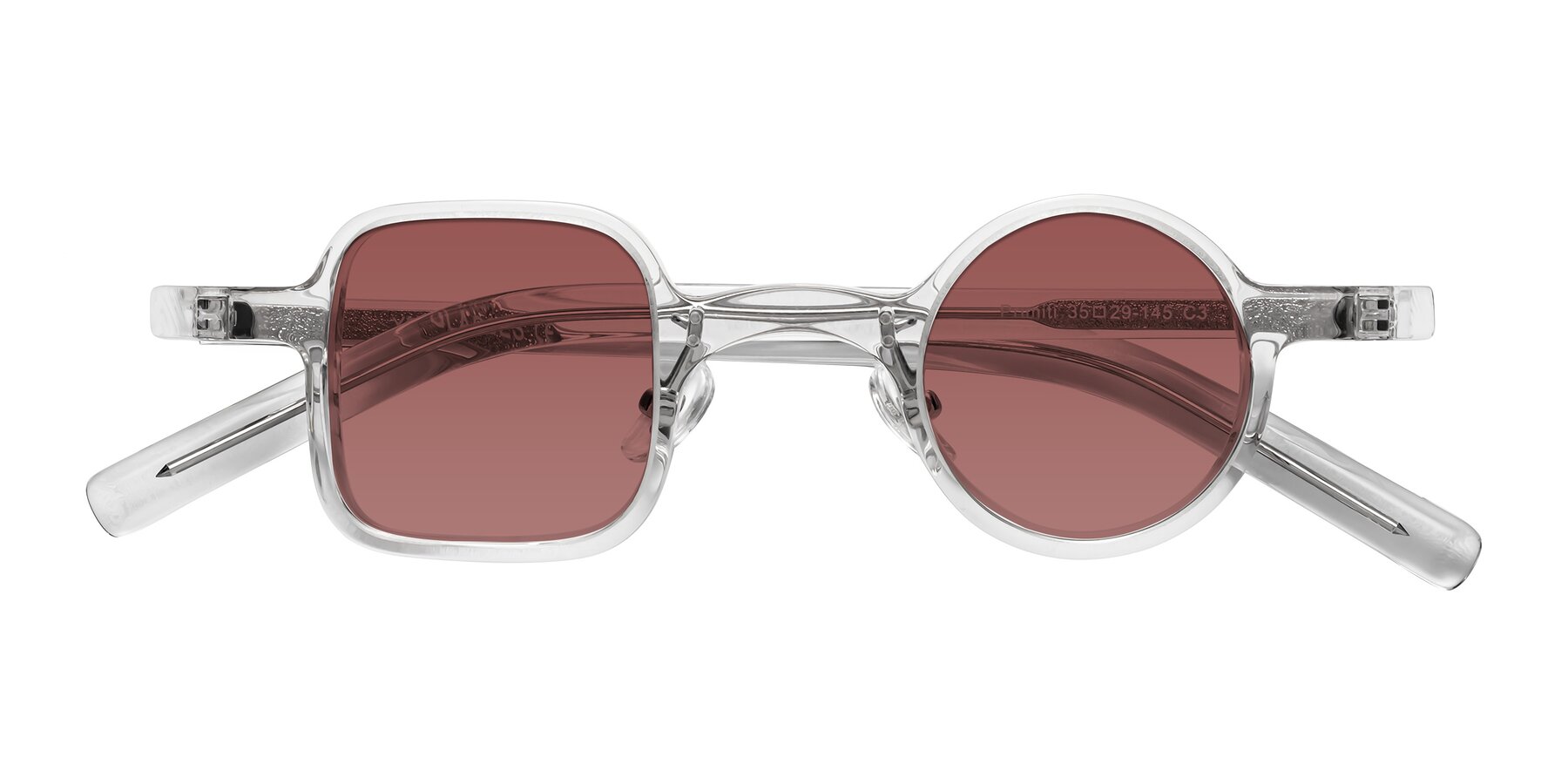 Folded Front of Primiti in Clear with Garnet Tinted Lenses