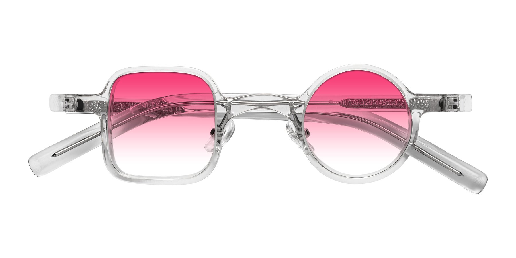 Folded Front of Primiti in Clear with Pink Gradient Lenses