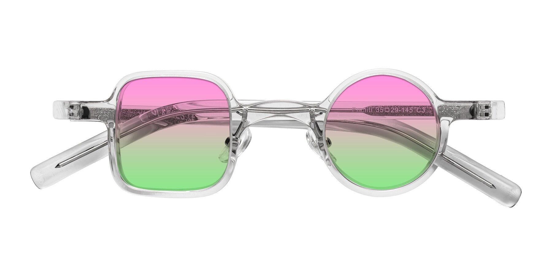 Folded Front of Primiti in Clear with Pink / Green Gradient Lenses