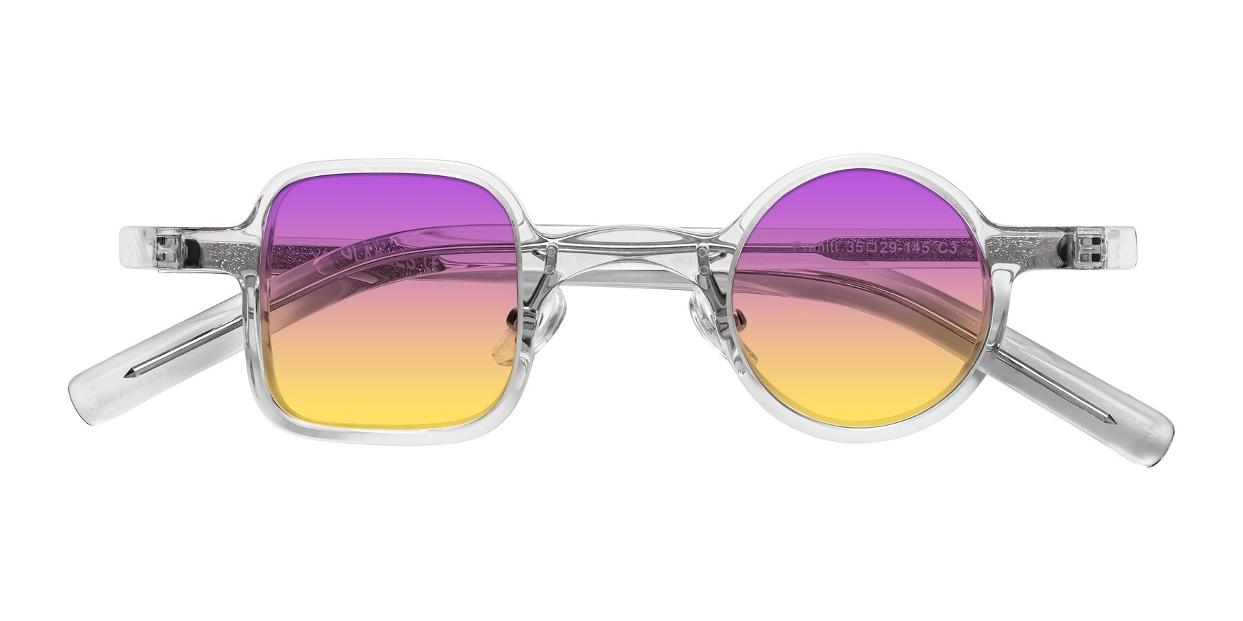 Folded Front of Primiti in Clear with Purple / Yellow Gradient Lenses