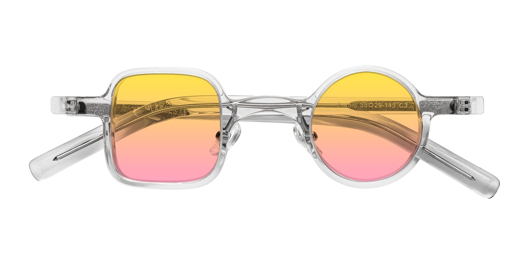 Folded Front of Primiti in Clear with Yellow / Pink Gradient Lenses