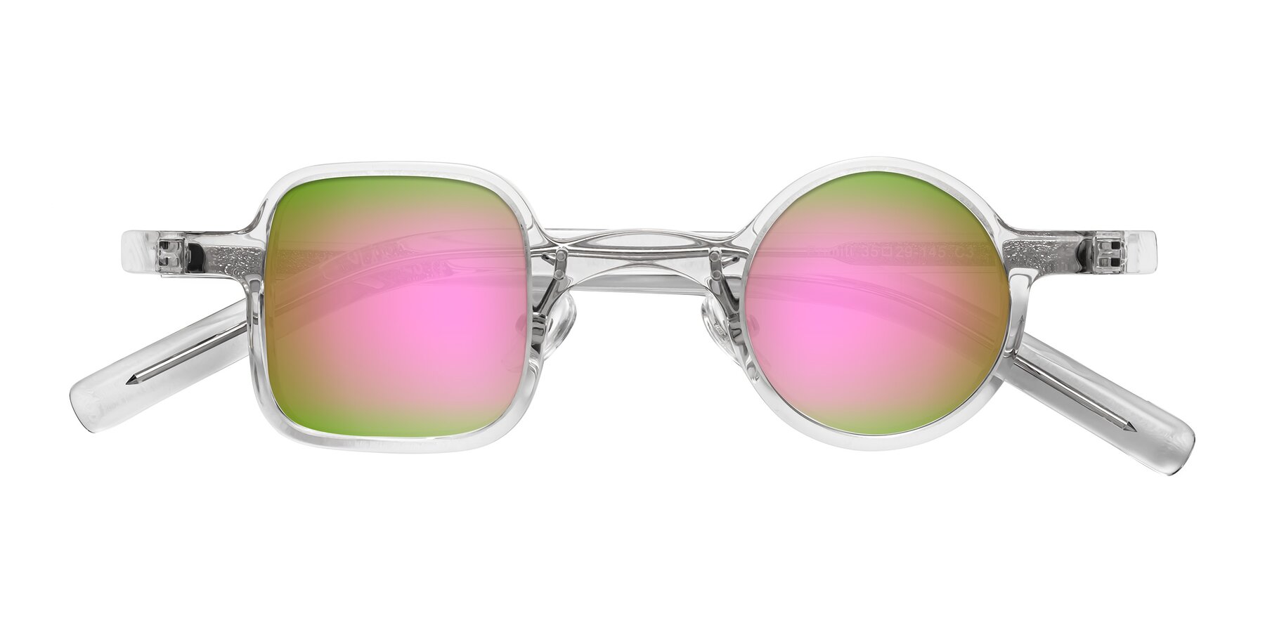 Folded Front of Primiti in Clear with Pink Mirrored Lenses